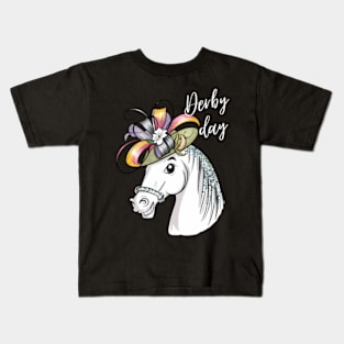 Derby Day 2024 Fascinator Hat Horse Racing Kids T-Shirt